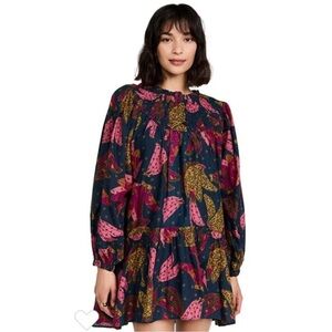 FARM Rio Navy/Pink Bananas Mini Long Sleeve Dress Size XS